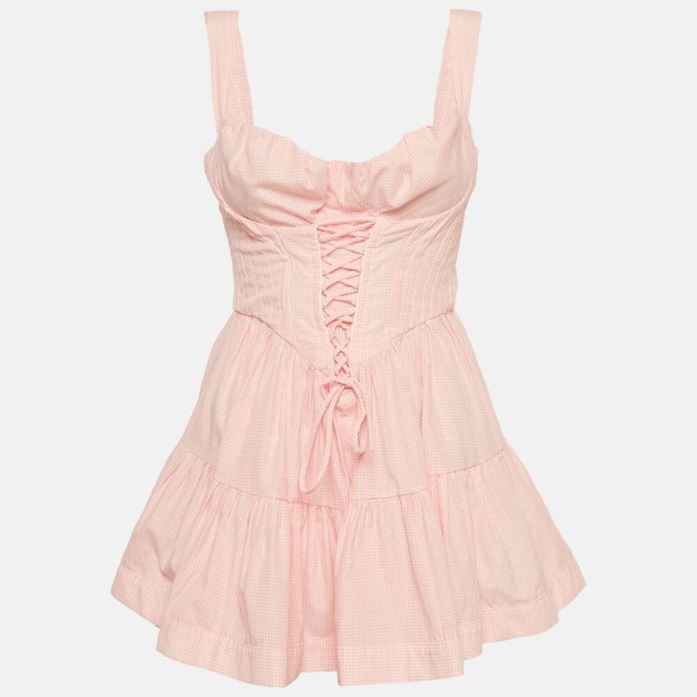 Sagaza Pink/white Check Cotton Matilda Mini Dress M